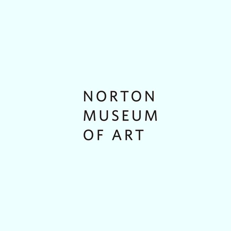 Norton Museum of Art 80th Celebration animated graphics, featuring multi-colored type and playful abstract bubble designs in pastel colors.