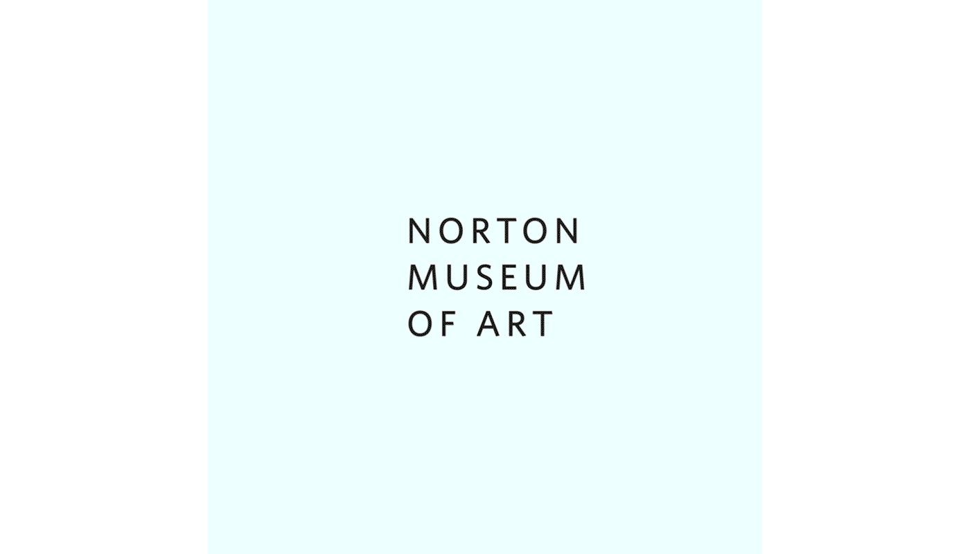 Norton Museum of Art 80th Celebration animated graphics, featuring multi-colored type and playful abstract bubble designs in pastel colors.