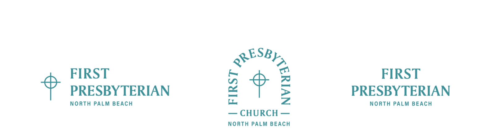 First Presbyterian Church of North Palm Beach logo variations in left aligned, arched and stacked layouts.